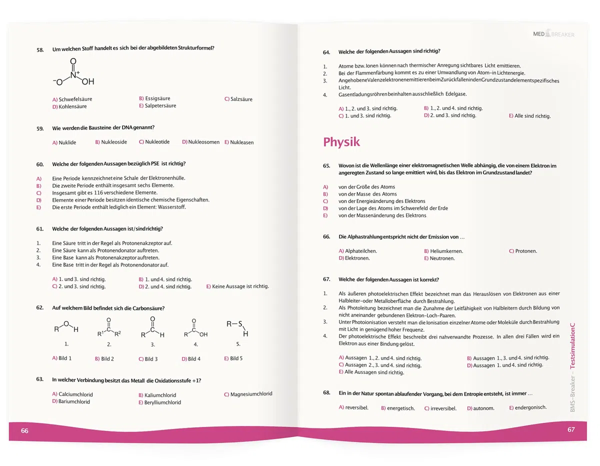 MedAT 1.300+ BMS-Fragen: Biologie, Chemie, Physik, Mathematik, Medizin-Aufnahmetest |: BMS-Breaker | MedAT 2025 / 2026, Basiskenntnistest Medizinische ... (MEDBREAKER | MedAT-Bücher-Vorbereitung)