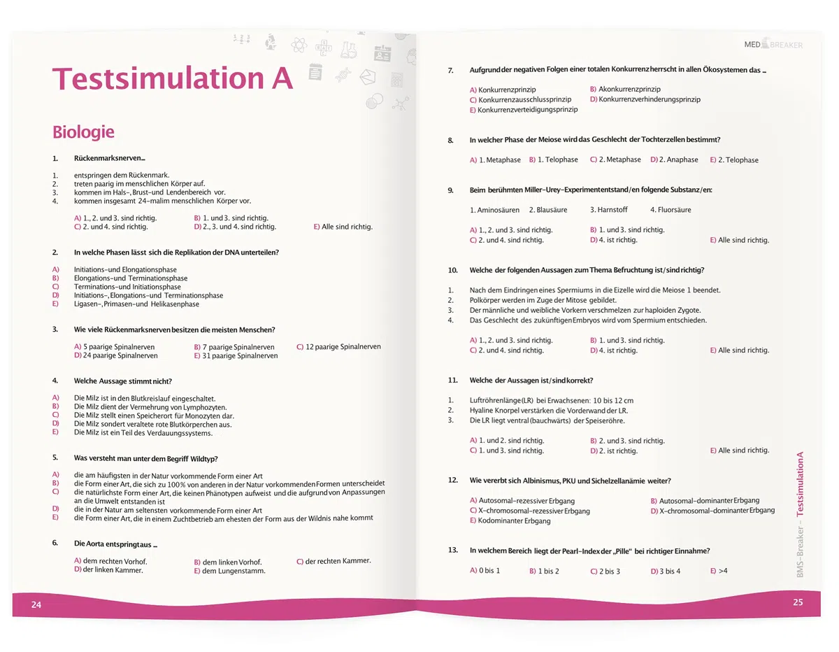 MedAT 1.300+ BMS-Fragen: Biologie, Chemie, Physik, Mathematik, Medizin-Aufnahmetest |: BMS-Breaker | MedAT 2025 / 2026, Basiskenntnistest Medizinische ... (MEDBREAKER | MedAT-Bücher-Vorbereitung)
